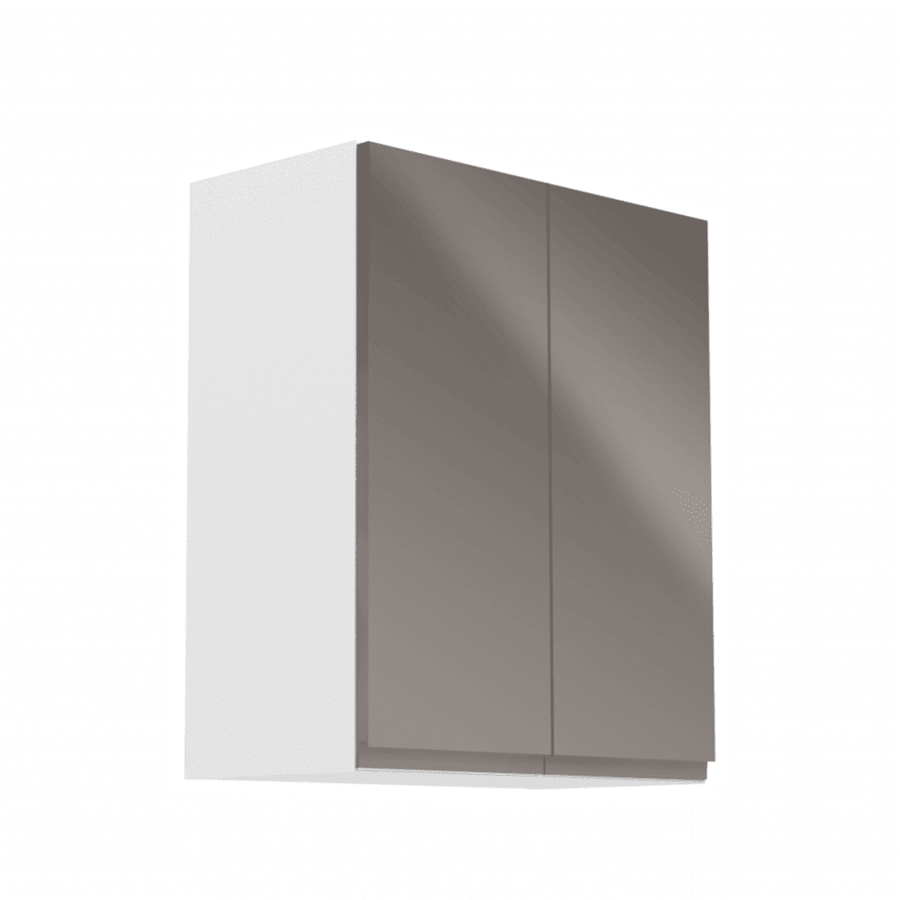 KONDELA Horná skrinka, biela / šedý extra vysoký lesk, AURORA G602F